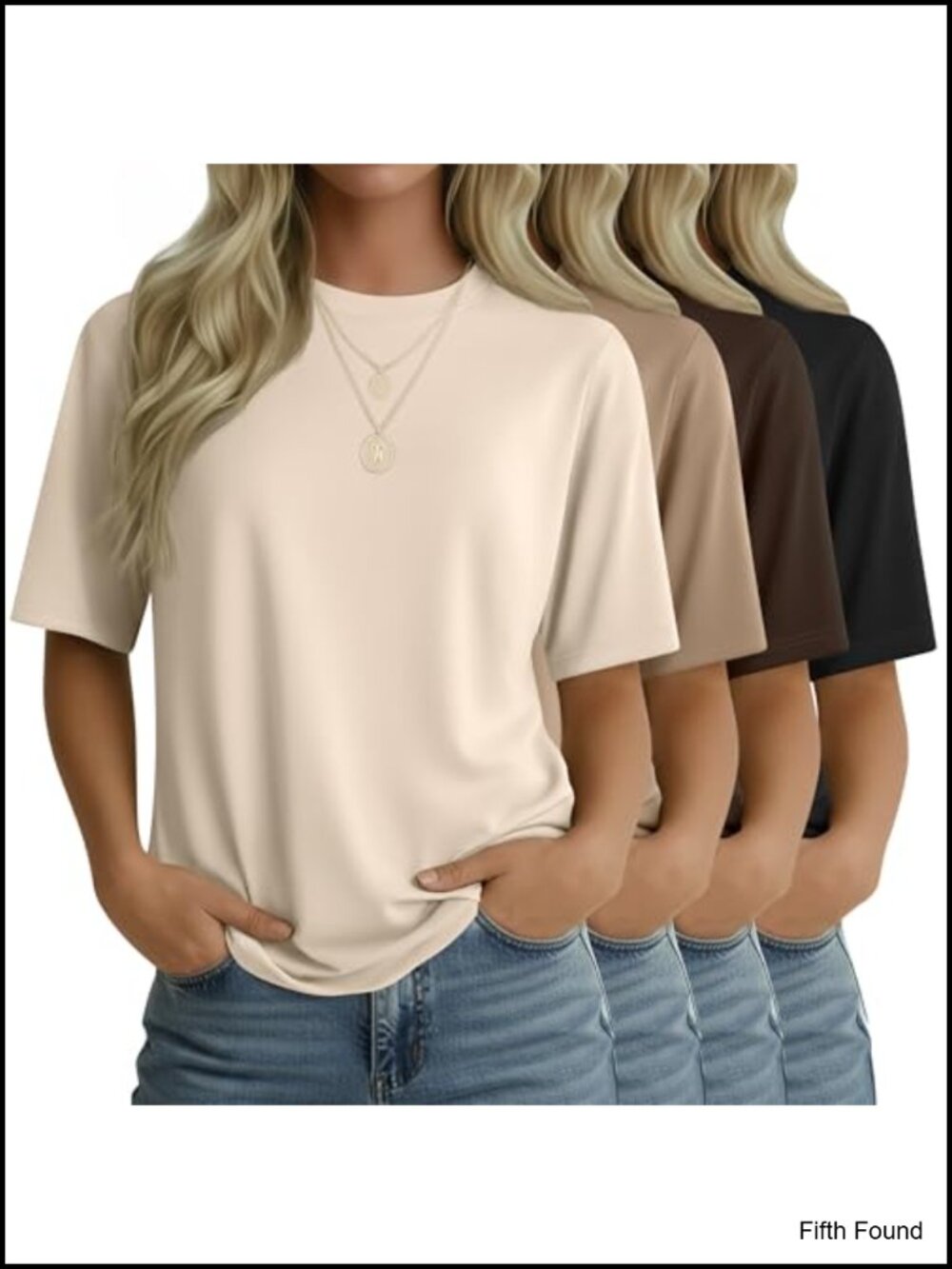 4 Pack Women's Half Sleeve T-Shirts Loose Fit Crew Neck Cotton Blend Tee